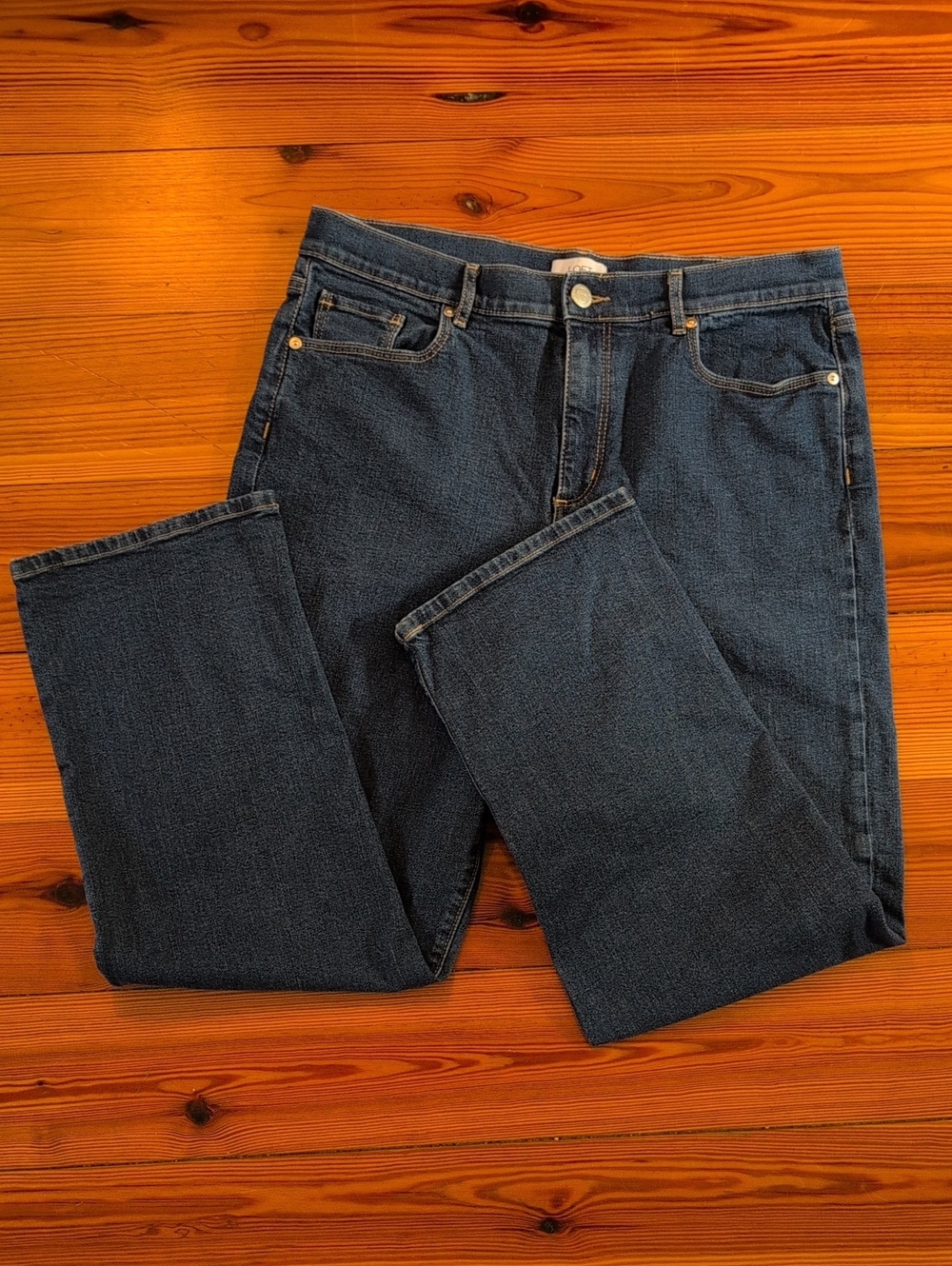 LOFT Straight-Leg Jeans Size 14 Dark Wash 98% Cotton